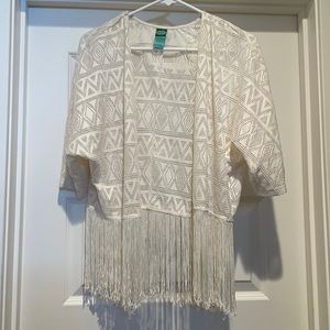 Cream shawl with fringe